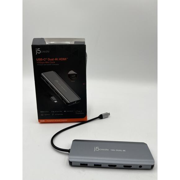 j5create USB-C Dual 4k HDMI 10Gbps Mini Dock (JCD398) - Picture 1 of 10